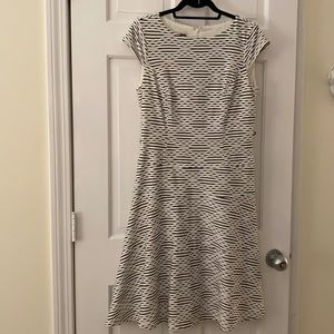 Black and white design flare dress